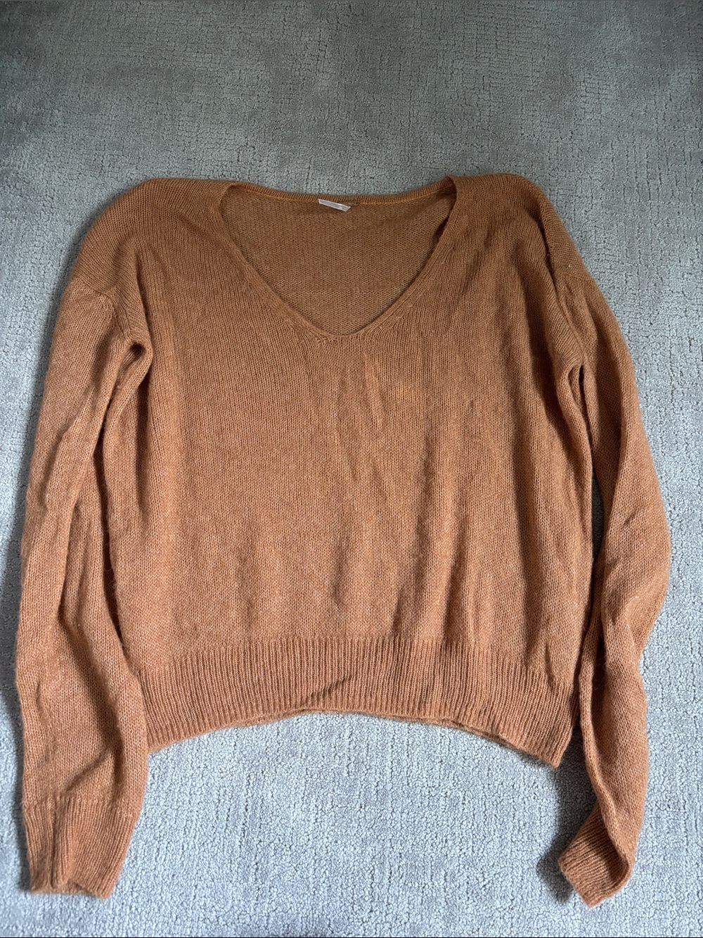 Free People V-Neck Pullover Sweater in Rust